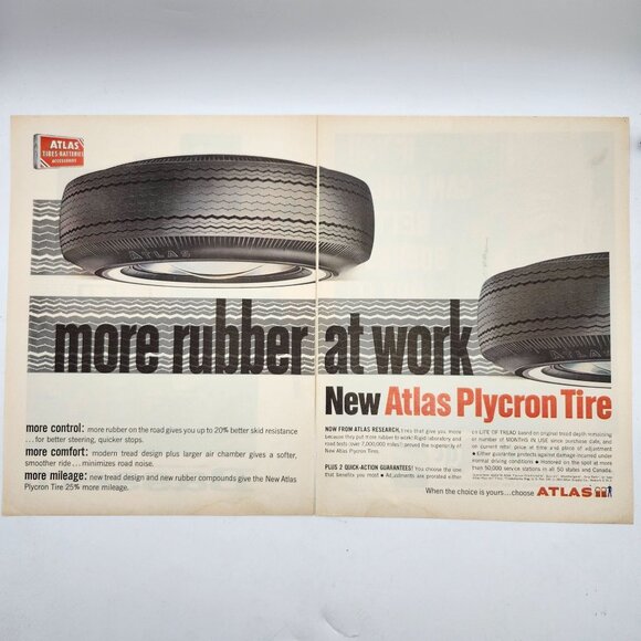 Vintage Atlas Plycron Tire Ancient Age Bourbon Bassett Furniture Print Ads - Picture 1 of 3